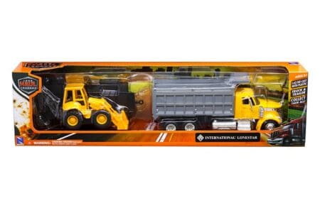 New Ray 1:43 International Dump Truck with Wheel Loader - Long Haul Trucker