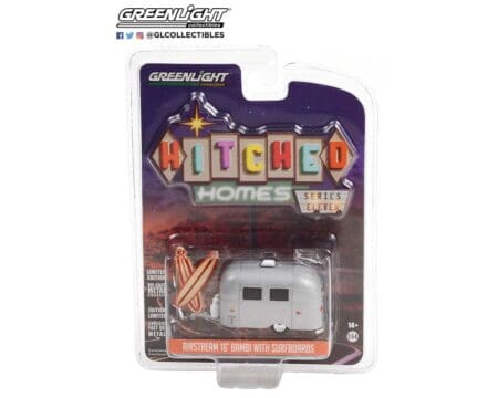 Greenlight 1:64 Hitched Homes Series 11 - Airstream 16’ Bambi with Surfboards