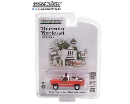 Greenlight 1:64 Norman Rockwell Series 4 - 1981 Chevrolet K20 Scottsdale - Stockbridge Fire Department with Fire Equipment, Hose and Tank