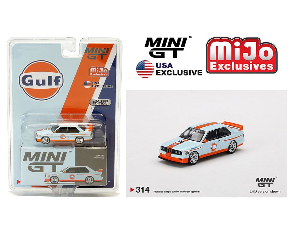 Mini GT 1:64 BMW M3 E30 Gulf LHD - MiJo Exclusives - USA