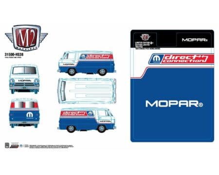 (Preorder) M2 Machines 1:64 1970 Dodge A100 Panel Van (Red/White/Blue) MOPAR Direct Connection - Hobby Exclusive