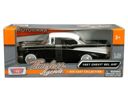 Motormax 1:24 1957 Chevrolet Bel Air (Black with white roof) - Timeless Legends