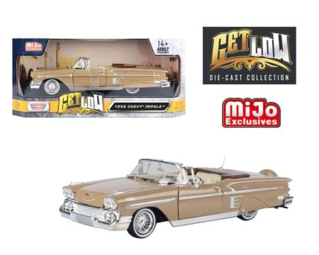 Motormax 1:24 1958 Chevrolet Impala Convertible Lowrider (Tan Brown) - Get Low - MiJo Exclusives