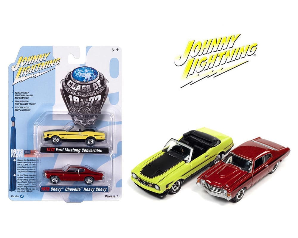 Johnny Lightning 164 2 Pack 1972 Ford Mustang Convertible & 1972