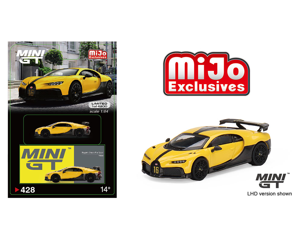 Mini GT 1:64 Bugatti Chiron Pur Sport Yellow - Mijo Exclusives - M & J Toys  Inc. Die-Cast Distribution