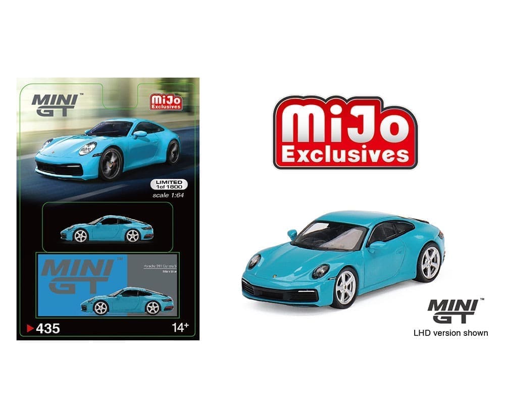 Mini GT 1:64 Porsche 911 (992) Carrera S Miami Blue - Mijo