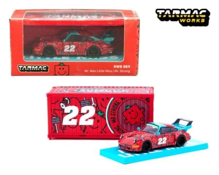 Tarmac Works 1:64 RWB 964 Mr. Men Little Miss Mr. Strong with Container - Collab64