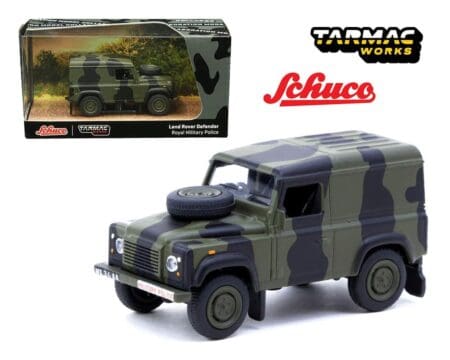 Tarmac Works x Schuco 1:64 Land Rover Defender Royal Military Police - Collab64