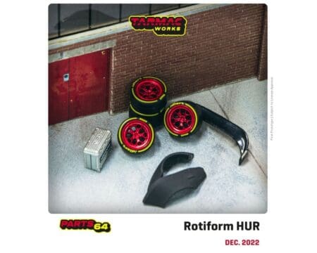 Tarmac Works 1:64 Rotiform HUR Chrome Red Wheels and Parts Design for RWB Models - Parts64