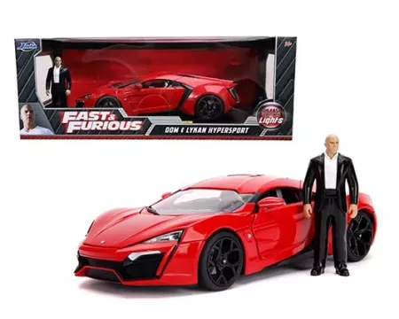 Jada 1:18 Dom's Lykan Hypersport with Dom Figure & Working Lights -Fast & Furious