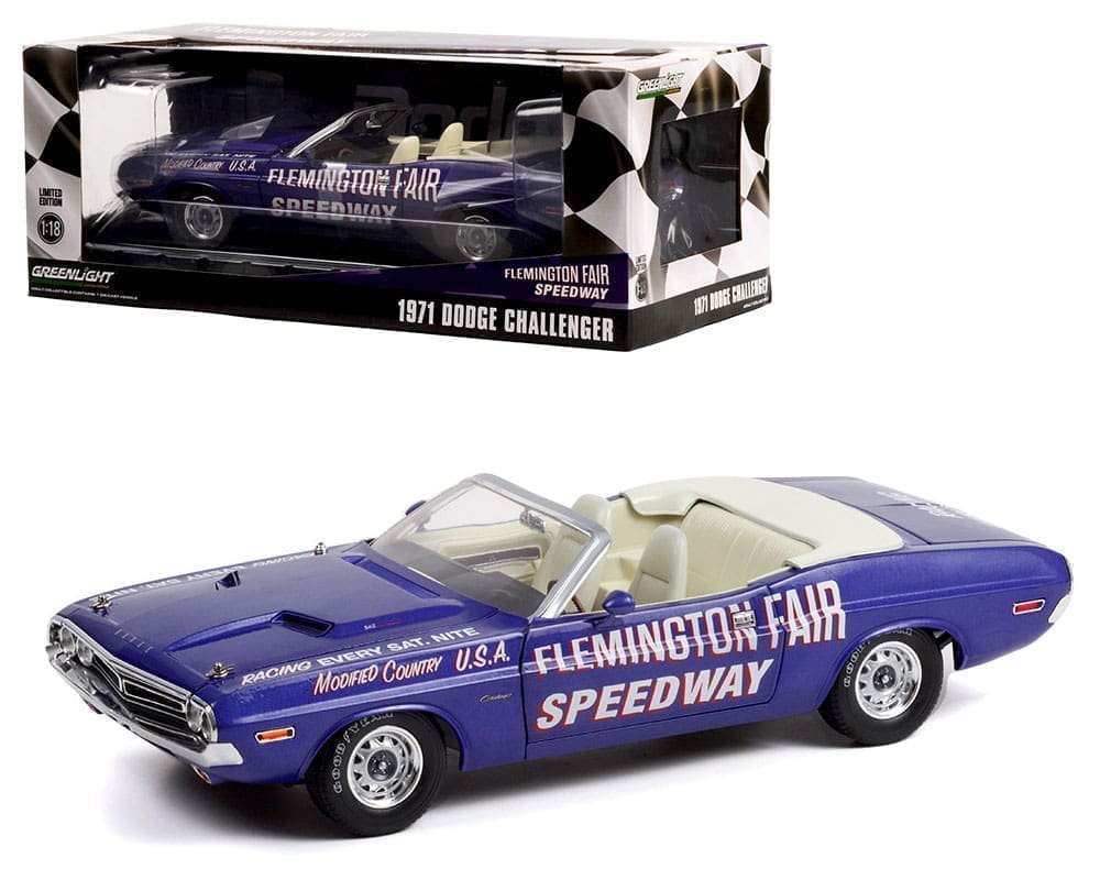 Greenlight 118 1971 Dodge Challenger Convertible Flemington Fair Speedway Official Pace Car M