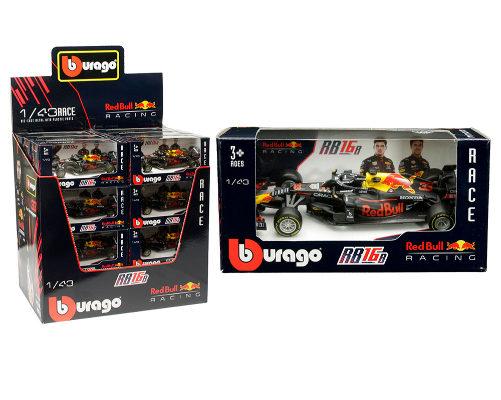 Bburago 1:43 RB16B #33 Max Verstappen in window box table top - RedBull Racing - Race - M & J Toys Inc. Die-Cast Distribution | Specializing in Die-cast Collectibles Since