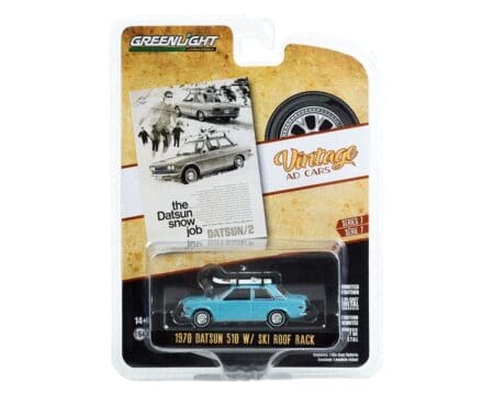 Greenlight 1:64 1970 Datsun 510 with Ski Roof Rack - Vintage Ad Cars Series 7