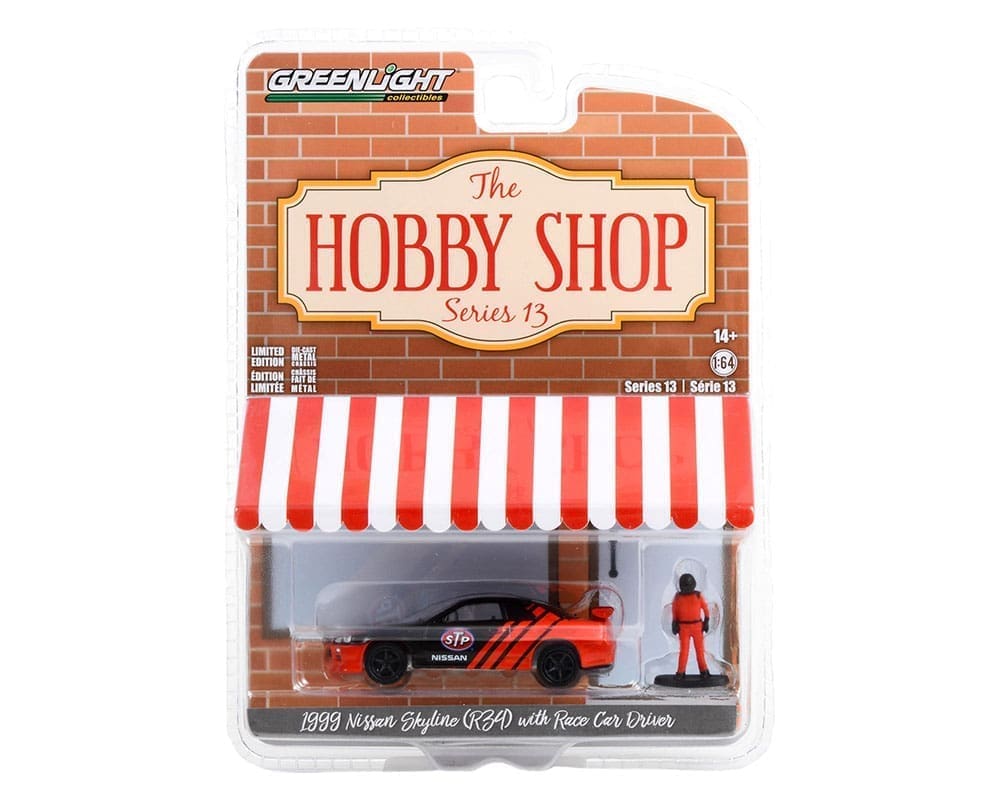 Greenlight 164 1999 Nissan Skyline (R34) with Race Car Driver STP