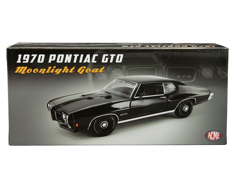 ACME 1:18 1970 Pontiac GTO Moonlight Goat (Black) - M & J Toys Inc