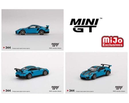 Mini GT 1:64 Porsche 911 GT2 RS Weissach Package (Miami Blue) (LHD) - MiJo Exclusives limited to 3600 pieces - Image 2