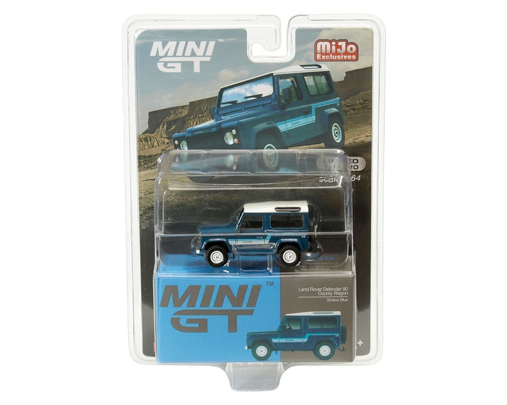 MINI GT Land Rover Defender 90 ストラトスブルー Mini GT 1:64 Land Rover Defender 90 County Wagon (Stratos