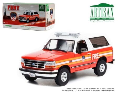 Greenlight 1:18 1996 Ford Bronco - FDNY (The Official Fire Department City of New York) - Artisan Collection