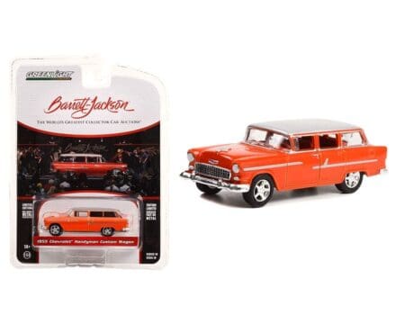 Greenlight 1:64 Barrett-Jackson Series 10 - 1955 Chevrolet Handyman Custom Wagon (Lot #1285) - Custom Metallic Orange with White Roof