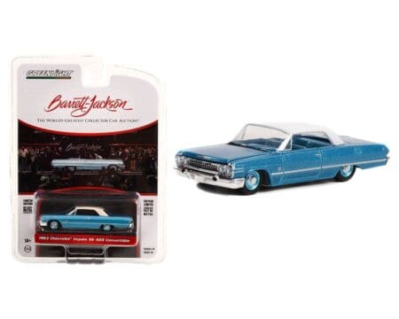 Greenlight 1:64 Barrett-Jackson Series 10 - 1963 Chevrolet Impala SS 409 Convertible (Lot #1119) – Azure Aqua Poly