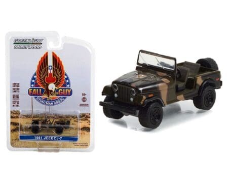 Greenlight 1:64 Fall Guy Stuntman Association - Jeep CJ-7 (Camouflage) - Hollywood Special Edition