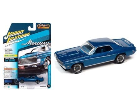 Johnny Lightning 1:64 1969 Mercury Cougar Eliminator (Bright Blue Poly) - Classic Gold 2022 Release 2 Version A