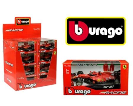 Bburago 1:43 Ferrari SF21 Carlos Sainz #55 - Formula Racing - Tabletop Display