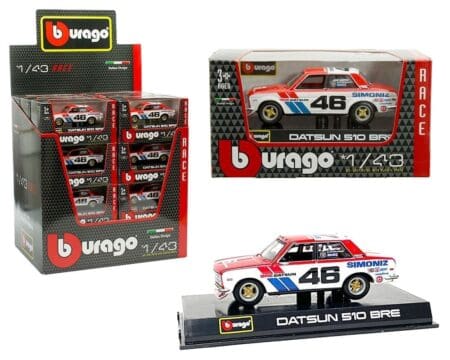 Bburago 1:43 BRE Datsun 510 #46 (Two-tone Red/White) - Race