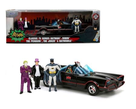 Jada 1:24 1966 Classic TV Series Batmobile With Batman, Robin, Penguin, & Joker Figures - Hollywood Rides