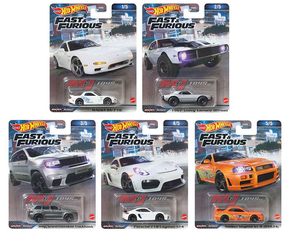 Hot Wheels Fast & Furious Diecast Car Vehicle Playset (5 Pieces
