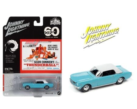 Johnny Lightning 1:64 Pop Culture 2022 Release 3 - James Bond 007 Thunderball 1965 Ford Mustang Solid Case