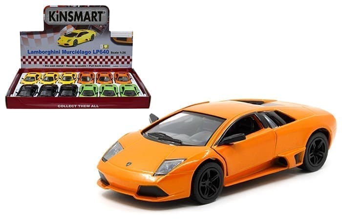 LAMBORGHINI MURCIELAGO MODEL CAR LP640 1:36 SCALE SALMON PINK + CASE  KINSMART K8