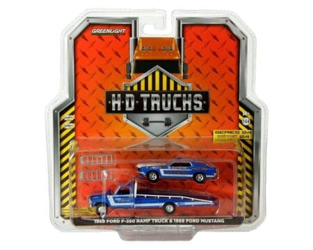 Greenlight 1:64 1969 Ford F-350 Ramp Truck & 1969 Ford Mustang - Ford Drag Team - H.D. Trucks Series 24
