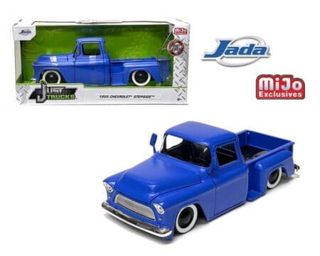 Jada 1:24 1955 Chevrolet Stepside Pickup (Custom Matte Blue) - Just Trucks - MiJo Exclusives Limited Edition