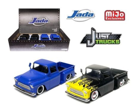 Jada 1:24 1955 Chevrolet Stepside Pickup Custom - Just Trucks - MiJo Exclusives - Display Tray Set of 4