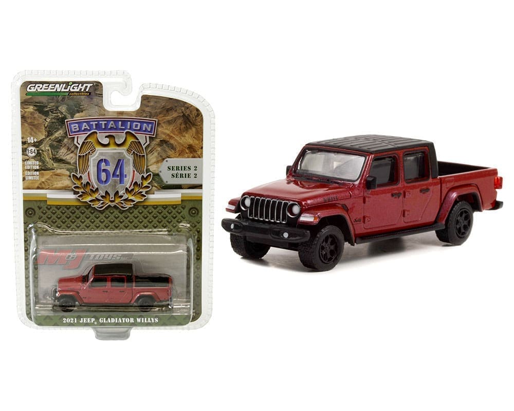 Greenlight 164 2021 Jeep Gladiator Willys (Red) Battalion 64 Series