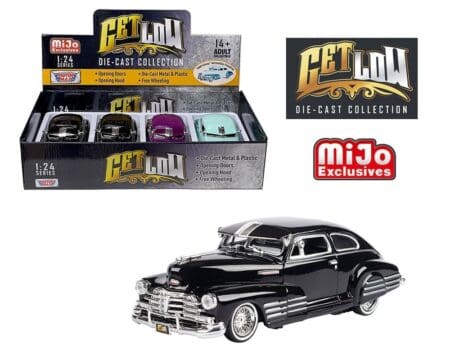 Motormax 1:24 1948 Chevrolet Fleetline - Get Low - MiJo Exclusives - Display Tray Set of 4