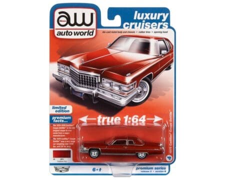 Auto World 1:64 Premium 2022 Release 3B - 1975 Cadillac Coupe DeVille Solid Case -Luxury Cruisers