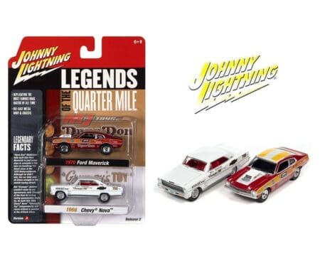 Johnny Lightning 1:64 2 Pack 1970 Ford Maverick & 1966 Chevrolet Nova Release A - Legends Of The Quarter Mile