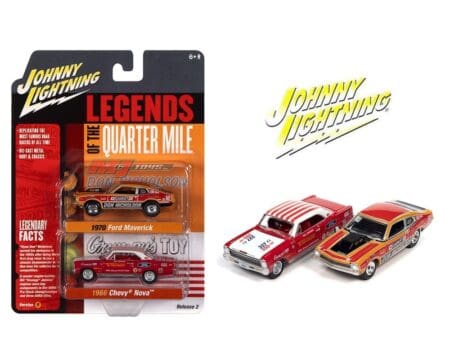 Johnny Lightning 1:64 2 Pack 1970 Ford Maverick & 1966 Chevrolet Nova Release B - Legends Of The Quarter Mile