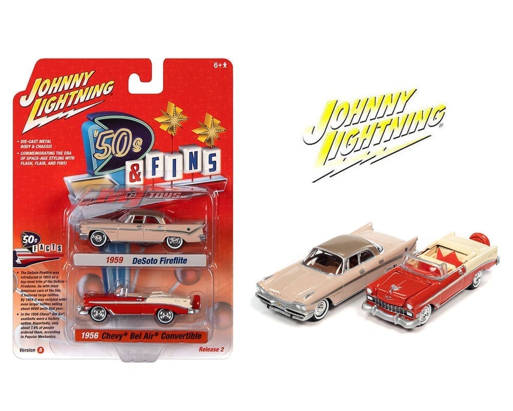 Johnny Lightning 1 64 2 Pack 1959 Desoto Fireflite 1956 Chevrolet Bel Air Convertible Release 
