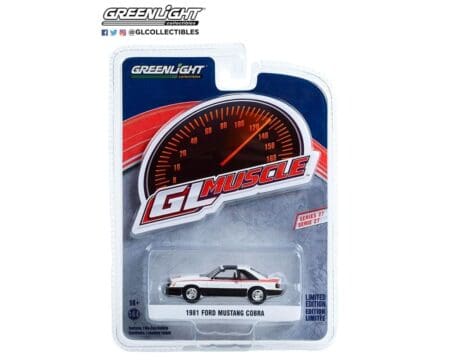 Greenlight 1:64 GL Muscle Series 27 - 1981 Ford Mustang Cobra (Polar White and Black with Red Stripes) Solid Pack