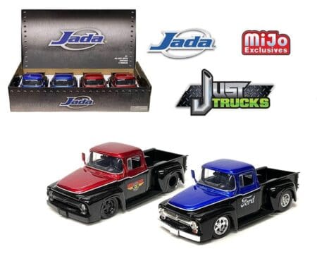 Jada 1:24 1956 Ford F-100 Pickup Pro-Stock Ford Mickey Thompson - Just Trucks - MiJo - Display Tray Set of 2