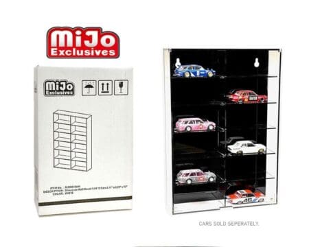 Showcase 1:64 12-Car Display Case Wall Mount Plastic Black Back Version With Cover (8.5" x 2.64" x 12.8") - Mijo Exclusives