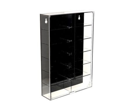 Showcase 1:64 12-Car Display Case Wall Mount Plastic Black Back Version With Cover (8.5" x 2.64" x 12.8") - Mijo Exclusives - Image 4