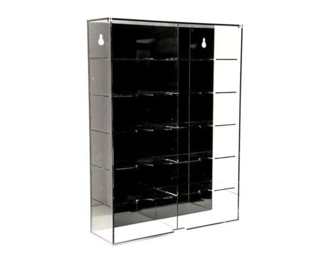 Showcase 1:64 12-Car Display Case Wall Mount Plastic Black Back Version With Cover (10.03" x 3.03" x 13.62") - MiJo Exclusives - Image 3