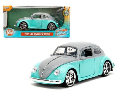 Jada 1:24 1959 Volkswagen Beetle (Two-Tone Grey/Turquoise) - Punch Buggy Slug Bug