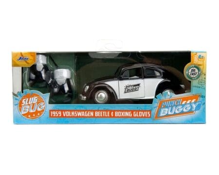 Jada 1:32 1959 Volkswagen Beetle (Black/White) & Boxing Gloves - Slug Bug Punch Buggy
