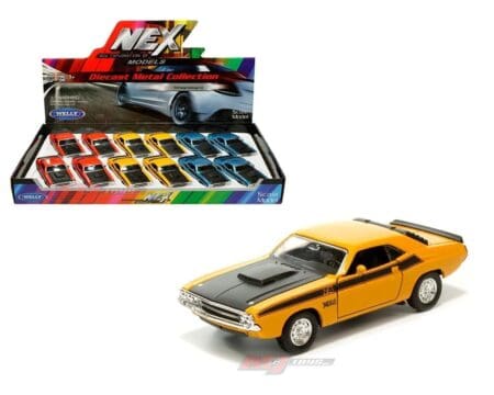 Welly 4.75" 1970 Dodge Challenger T/A - 3 Colors - Display Tray Set of 12