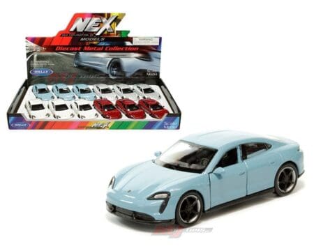 Welly Porsche Taycan Turbo S (Blue,Silver,White,Red)(4.75") - Display Tray Set of 12
